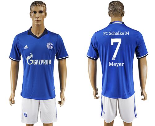 Schalke 04 #7 Meyer Blue Home Soccer Club Jersey